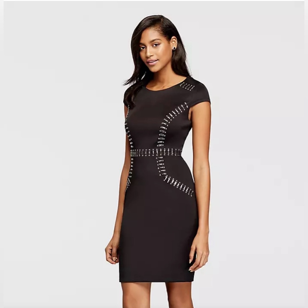 Dress Barn Elegant Silver Studded Black Dress 10